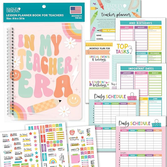Hadley Designs Teacher Planner 2026-2027 Academic Year - Undated Teacher Lesson Planner Book for Teachers, Homeschool Planners 2026-2027, First Year Teachers Must Haves, Back to School Teaching Gifts