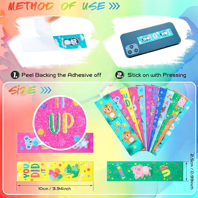 Gersoniel 72 Pcs Anxiety Sensory Stickers Calm Stickers Adhesive Textured Mental Health Strips Mindfulness Fidget Decals Stress Anxiety Relief Items for Desk Therapy Office Counselor(Animals)