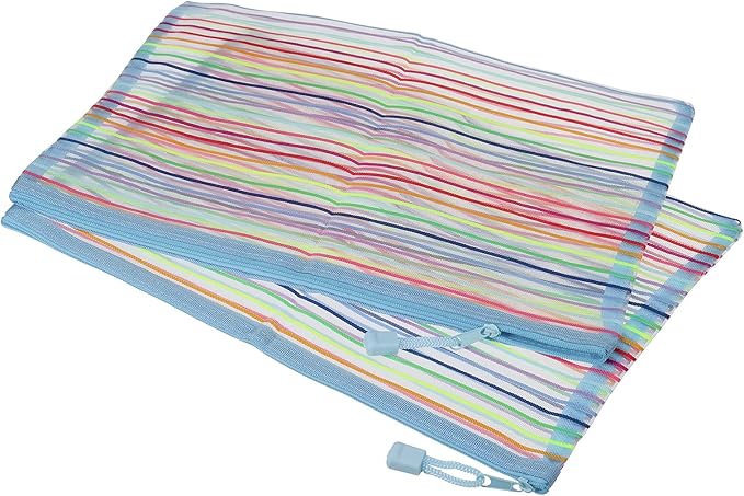 MECCANIXITY Mesh Zipper Pouches, A4 Colorful Pencil Case Document File Bags Storage Organizer for Office Supply Travel Accessory, Sky Blue Pack of 6