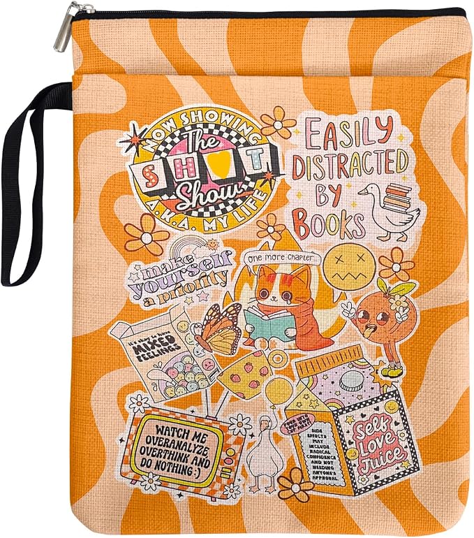 Y2K One More Chapter Book Sleeve Pouch for Women Book Lovers Friends Librarian Bookish, Funny Book Cover Protector for Paperbacks with Handle Pocket, Reading Accessories Book Club Gifts for Birthday