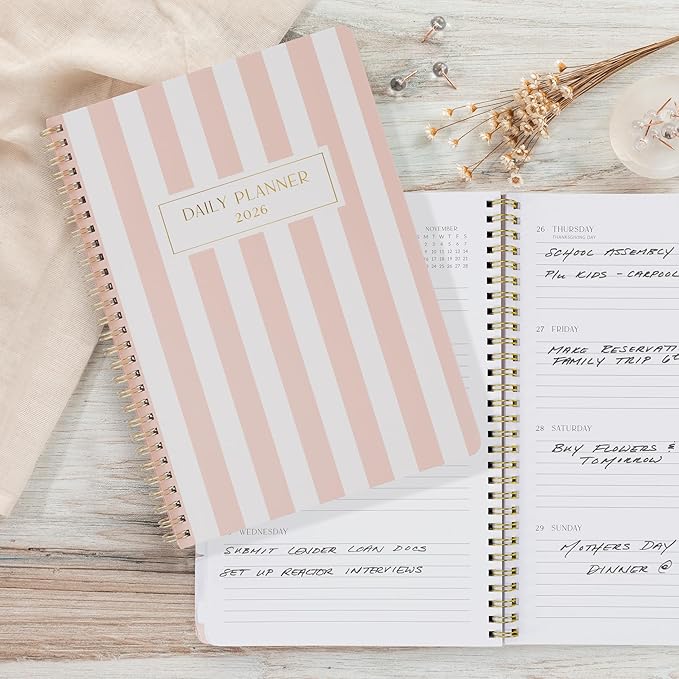 Beautiful 2026 Planner - 7" x 10" Daily Planner for Women or Men with Weekly & Monthly Spreads for Easy Planning - Perfect Calendar Book To Organize All Tasks and Boost Productivity