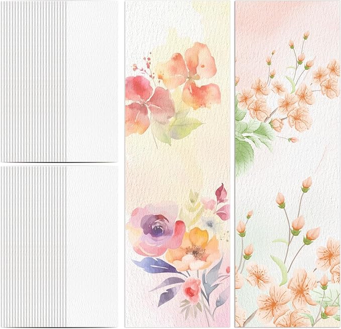 Prudiut 60 Pcs Watercolor Bookmarks, 140 lb/300 GSM Blank Bookmarks Watercolor Paper Cards, Artist Trading & Artists' Collectible Editions for Paint, DIY Projects Mothers Day Gifts Tag(1.9 x 5.9 inch)