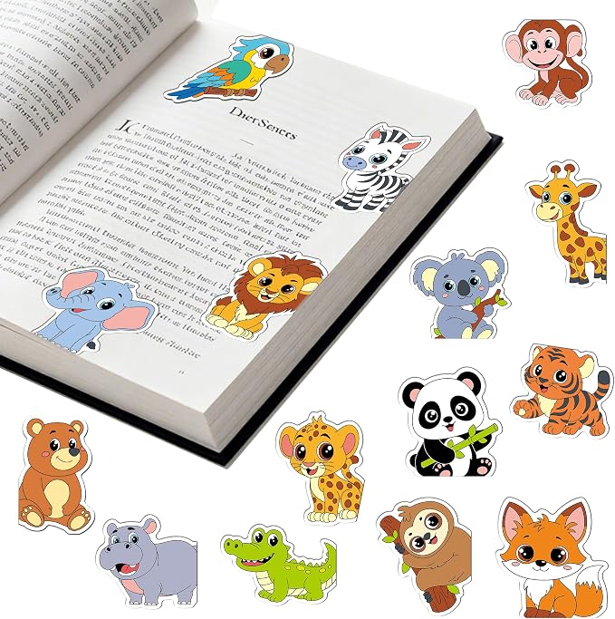 30Pack Cute Wild Animal Bookmark Magnetic Bookmarks for Reading Women Men Kids Teacher Book Lovers Gifts, Unique Personalized Bookmarks Bulk Magnet Bookmark Clips Pretty Funny Page Book Markers