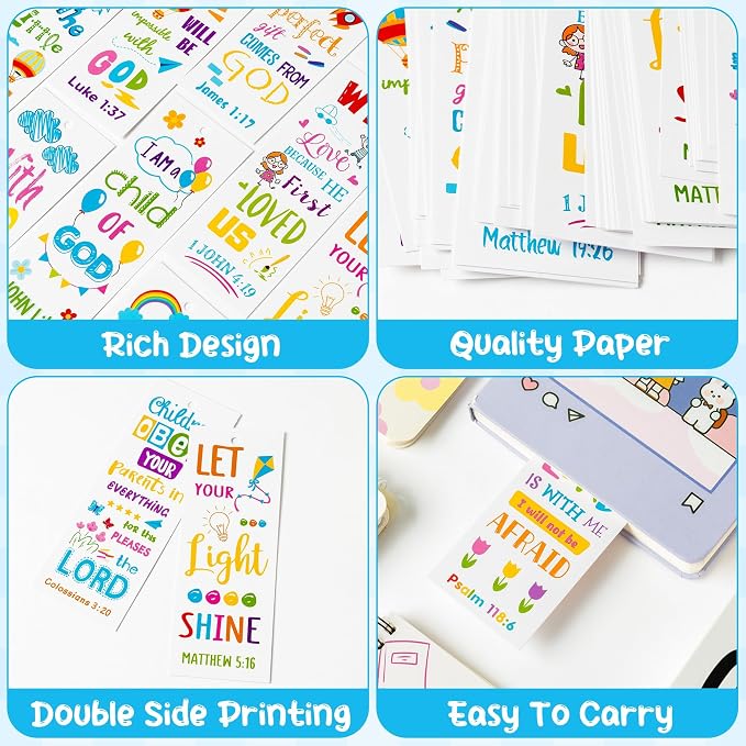 Haooryx Bible Verse Bookmarks for Kids - 120Pcs Religious Inspirational Bookmark Colorful Flower Balloon Book Mark Sunday School Supply Class Reward Reading Lover Gift Birthday Party Goodie Bag Filler