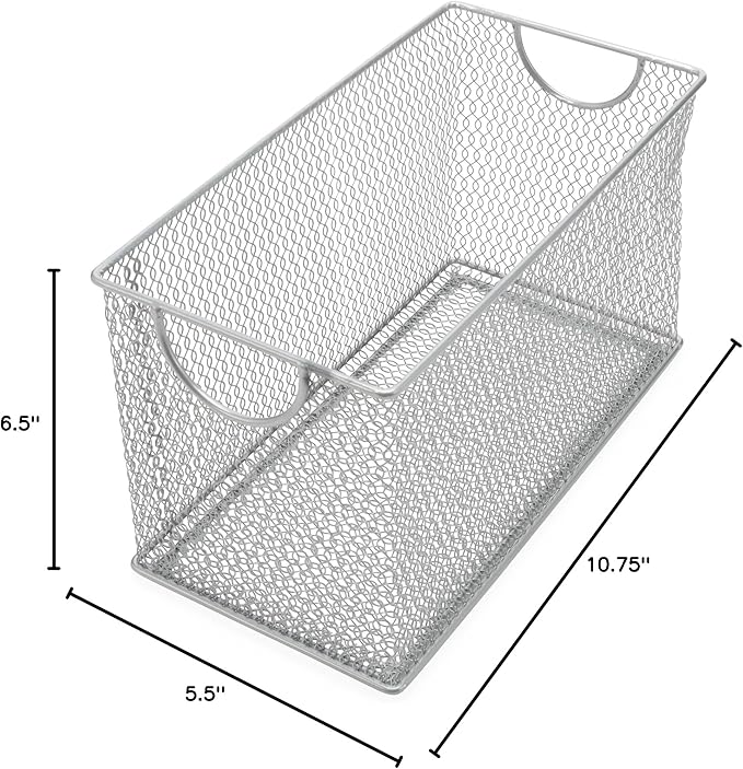 Ybm Home Mesh Storage Cd Box Deep, Silver Mesh Great for School Home or Office Supplies, Books , Computer Discs Cd's and More 1134 (1, Cd Box-11 X 5.7 X 6.3 Inches)