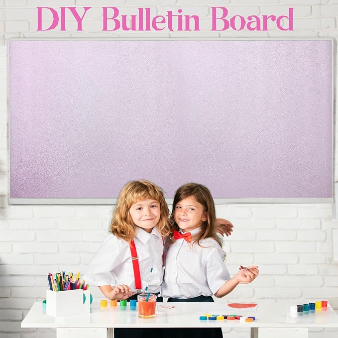 gisgfim Glitter Bulletin Board Roll Sparkle Bulletin Board Background Glitter Poster Paper Gift Wrapping DIY Art Crafts Non Fading Wallpaper for Home Office Classroom Decoration 16"x20ft, Light Purple