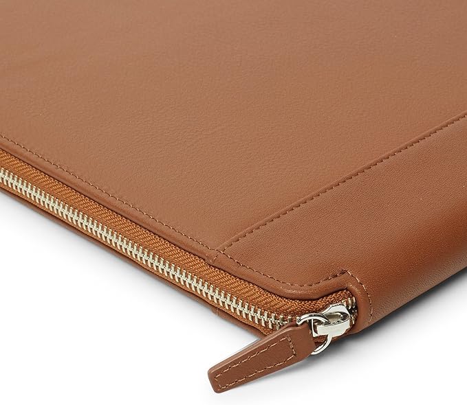 Leatherology Cognac Leatherology Left-Handed Executive Zippered Portfolio - Designed for Left-Hand use, fits A4 and Letter-Size Paper, Includes Expandable Pen Loop