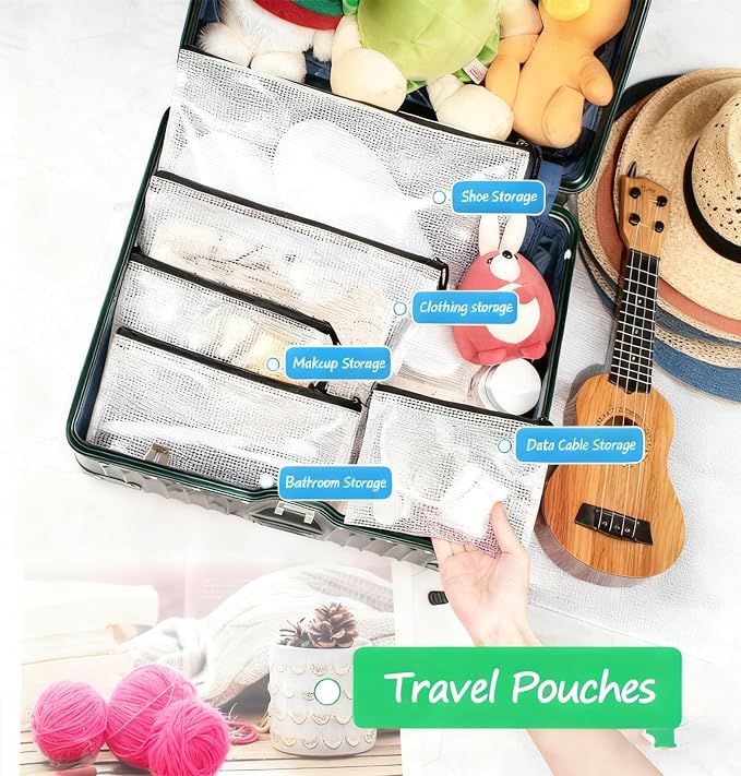 Mesh Zipper Storage Bags, 35 Pack, Waterproof Reusable Pouches for Toys, Bikini, Puzzle Organization, Office Supplies (A6)