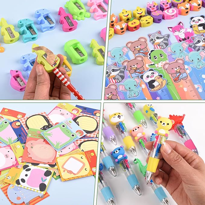 Ulema 24 Pack Cute Cartoon Animal Stationery Set,Birthday Gifts for Boys Girls School Goodie Bags School Classroom Games Rewards.