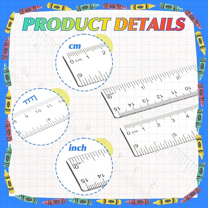 EBOOT 2 Packs Clear Plastic Rulers, Straight Shatterproof Transparent Rulers, Measuring Tools with Inch and Centimeter Accuracy for School Class Office Crafts Mathematics Art Clothing(6 Inch)
