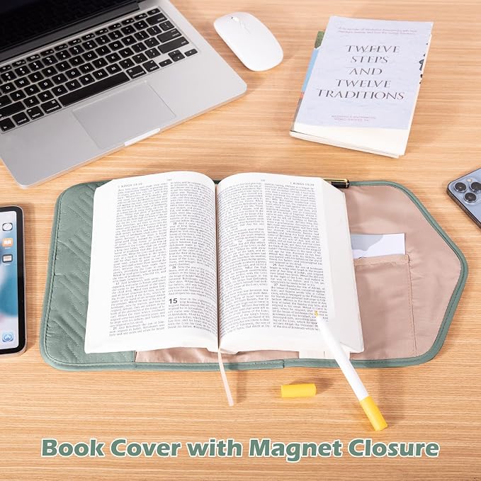 APLUFINE Reusable Book Cover With Magnet Closure - Adjustable Sleeve for Lovers Gift - Protector for Paperback and Hardcover - Pouch and Carrier