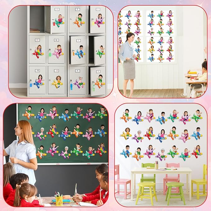 gisgfim 80Pcs Crayon Cutouts Back to School Decoration Bulletin Board Colorful Crayon Airplane Paper Cut-Out Classroom Decor for Boy Girl DIY Craft Photo Wall Kindergarten Preschool Party Favor Supply