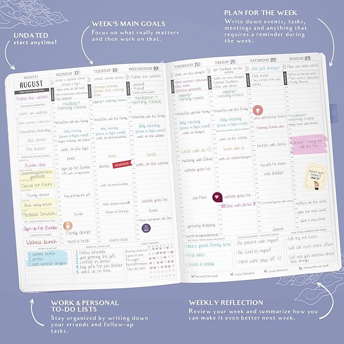 Legend Planner PRO Hourly Schedule - Weekly & Daily Organizer with Time Slots. Appointment Book Journal for Work & Personal, A4 (Periwinkle)