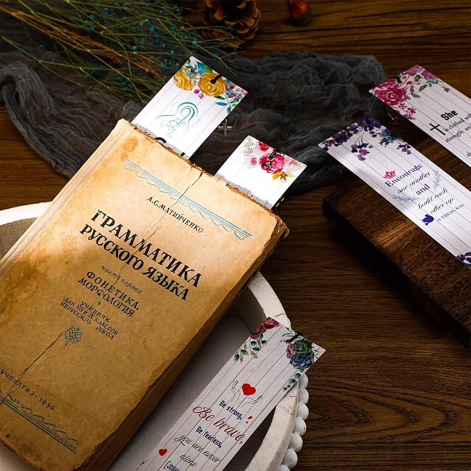 Tenare 20 Pcs Christian Bible Bookmarks for Women, Inspirational Verses Bookmarks with Cross Pendants, Religious Gifts for Women Men Reading Lovers(Watercolor Floral Style)