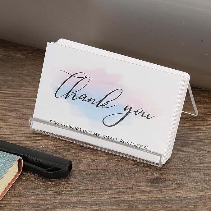 PATIKIL Business Card Holder for Desk, 2Pcs Acrylic Business Card Holders Shine Card Stand Organizer Cards Display for Office Exhibition, Clear