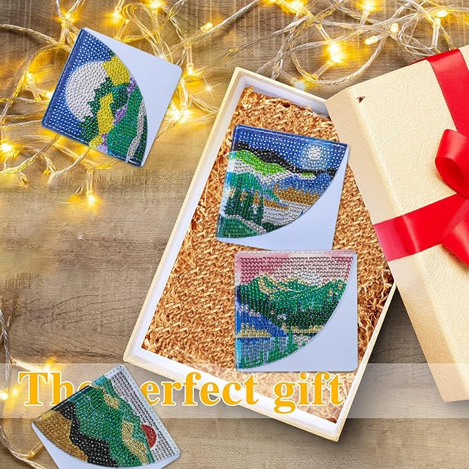 6 Pcs Diamond Painting Bookmark, DIY Corner Book Makers for Adults Book Lovers, Diamond Dot Art Beginners, Small Diamond Art Kits, Paint by Art Crafts Gift for Women Girls (Landscape)