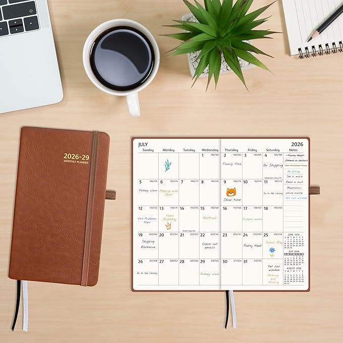 2026-2029 Pocket Monthly Planner, 3 Year Calendar 2026-2029, 6.2’’ x 3.6’’ x 0.67’’, Small Calendar 2026, 36 Months from Jul 2026 - Jun 2029, Hardcover, Back Pocket, Thick Paper, Lightweight to carry