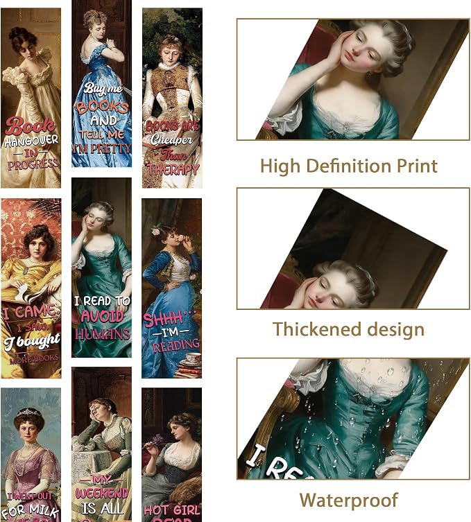 Funny Girl Bookmarks Bulk, 150 Pcs Vintage Art Paper Book Marks for Reading Women, Sarcastic Humor Page Markers for Readers Double Sided for Novel Journal Planner Book Club Bookish Gifts
