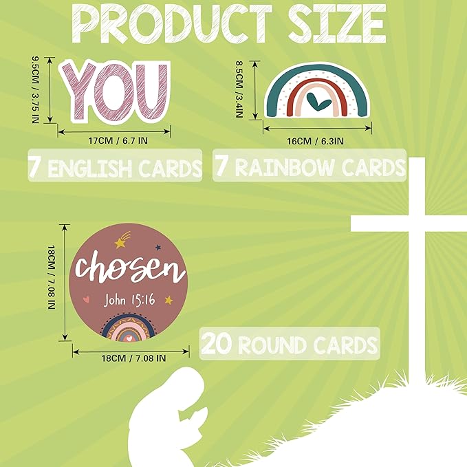 Christian Bulletin Board Decorations - Bible Verses Inspirational Bulletin Board Sets Motivational Cutouts God Says You are Religious Classroom Wall Decor for School Home Church Supplies（Boho Rainbow