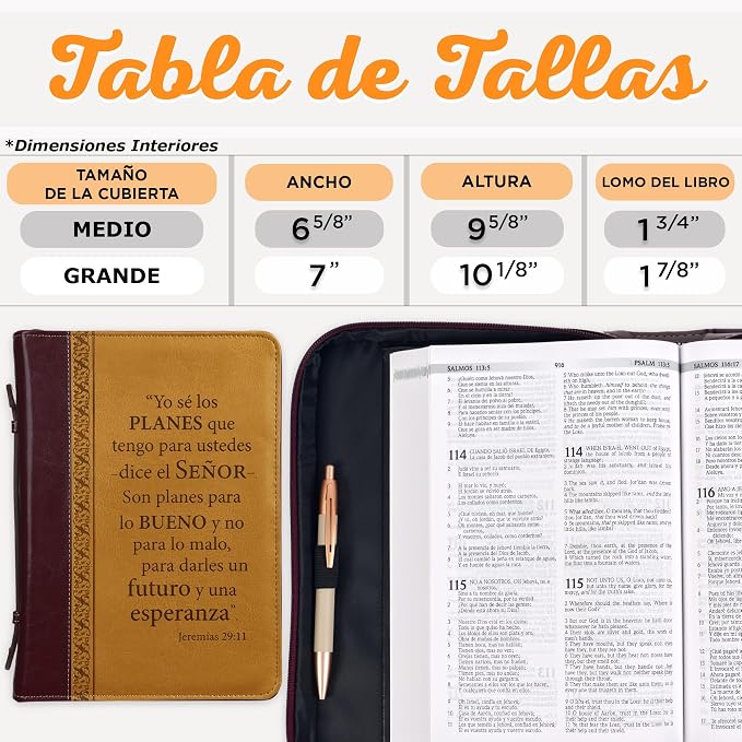 Christian Art Gifts Portada clásica de la Biblia Forro Simil Cuero Yo Se Los Planes Jeremías 29:11, Marrón, Grande