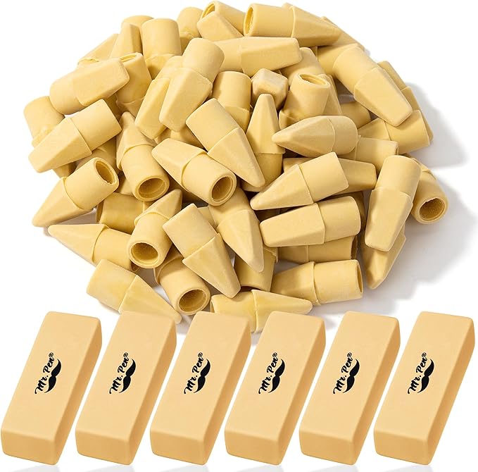 Mr. Pen- School Eraser Combination Set, 66 Pack, Yellow, Latex Free Erasers for School, Office, Art Sketching, Homework, Exams, Clean Smudge-Free Correction