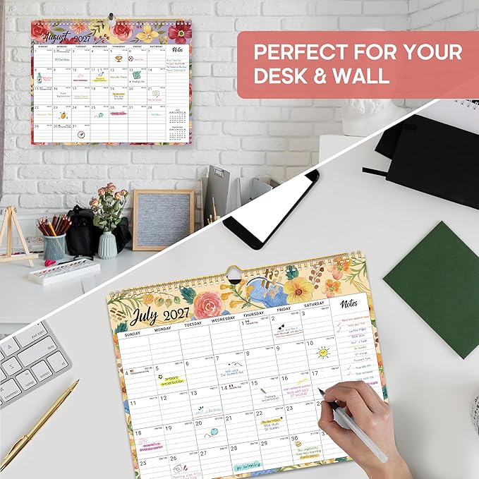 Calendar 2026-2027, Monthly Wall Calendar from April 2026 to December 2027, 11.5" x 14.7", Spiral Binding Hanging Wall Calendar, Perfect for Home or Office,Botanic Whimsy