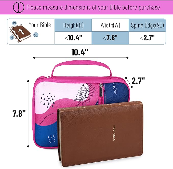 Mr. Pen- Bible Cover Case, Carrying Book Case with Durable Handle and Zippered Pocket, Bible Protective Church Bag for Men & Women, Christian Gifts, Pink Style
