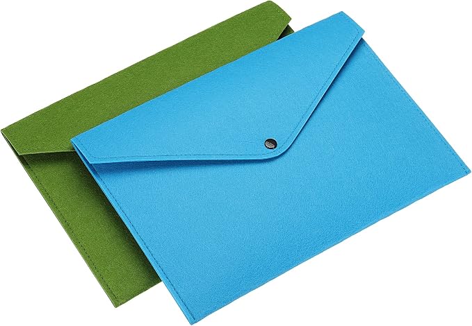 PATIKIL File Bag Felt Folder 2 Pack A4 Envelope Document Storage Pouch Organizer for Office Business, Blue Green