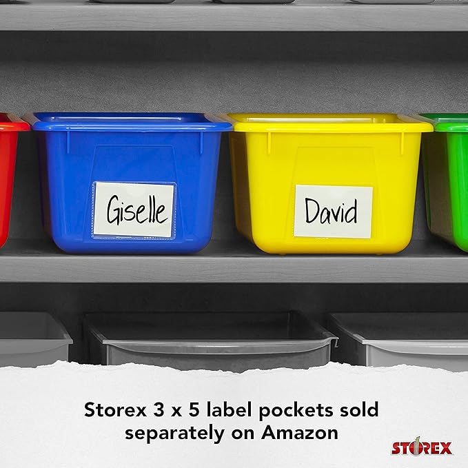 Storex Small Cubby Bin, 12.2 x 7.8 x 5.1 Inches, Candy Orange, 5-Pack (62479U05C)
