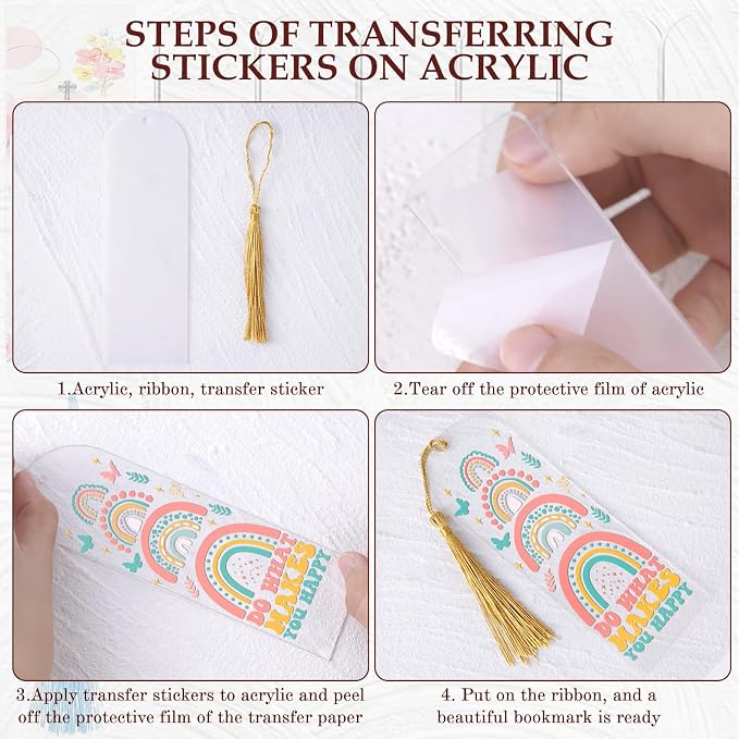 Dazoratix Clear Acrylic Bookmarks Blanks - 60 Pcs Bible Verse Bookmark Making kit Christian Inspirational Scripture Accessories Floral Aesthetic Page Markers UV DTF Stickers for Women Men Kids Gift