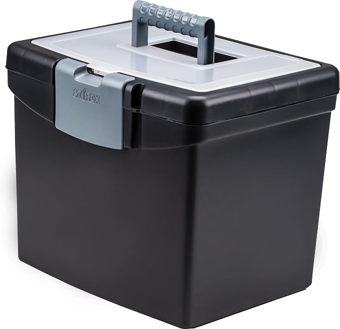 Storex File Storage Box with XL Storage Lid, Black, 2-Pack