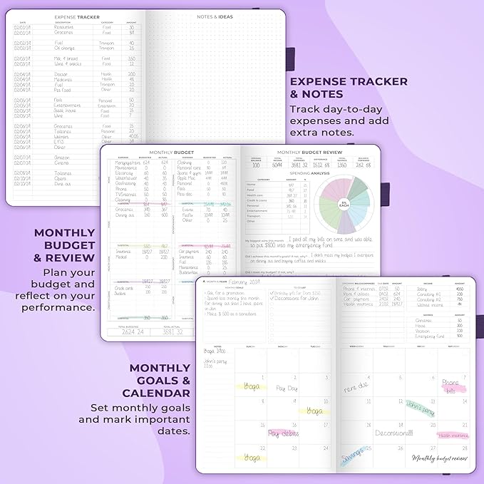 Clever Fox Budget Planner Pro - Financial Organizer + Cash Envelope Budget System. Monthly Finance Journal, Expense Tracker & Personal Account Book. Undated - Start Anytime. (7''x10'') – Purple