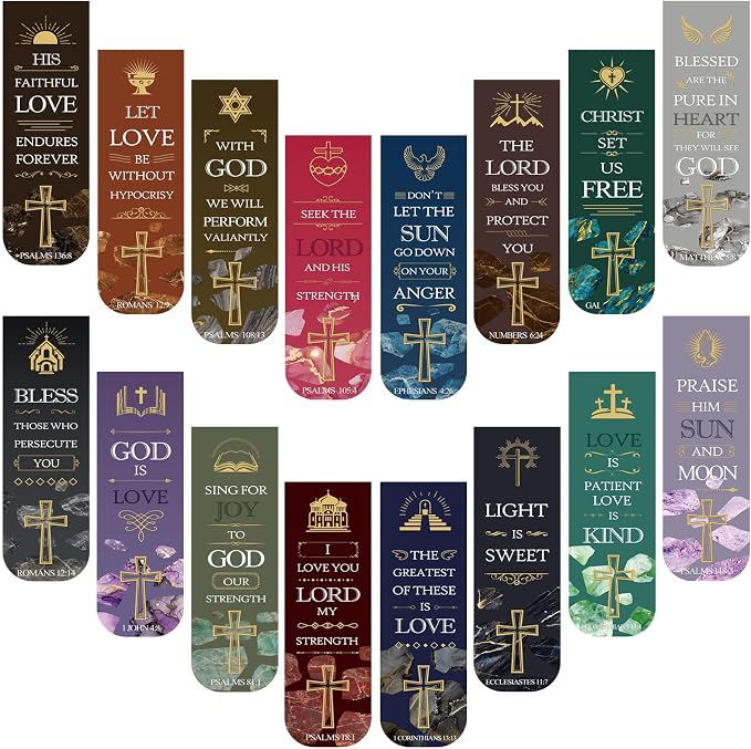 Zonon 48 Pcs Bible Verse Magnetic Christian Bookmarks, 0.8x4.7in Inspirational Scripture Book Markers for Mother Women Men Religious Motivational Page Clips Book Lovers Reading Gifts(Fresh Style)