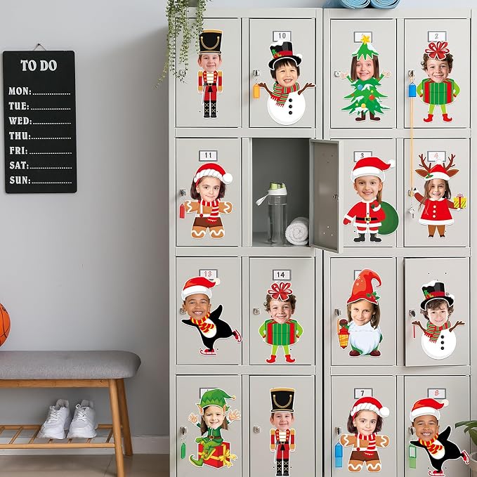 60pcs Christmas Theme Cutouts Xmas Holiday Bulletin Board Decorations Xmas Theme Claus Paper Cut-Outs Classroom Decor for Christmas Classroom DIY Craft Photo Wall Door Winter Party Supplies