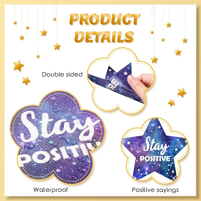 Pajean 48 Pcs Star Positive Bulletin Board Decoration Cutout Affirmation Station Classroom Bulletin Board 6 Inch Inspirational Classroom Decor Double Sided for Teacher Student Back to School(Galaxy)