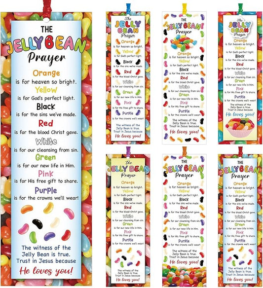 Dispowreath 60 Pcs Jelly Bean Prayer Religious Christian Bookmarks Church Bookmarks Gift for Teens Men Women Church Home Party Favors