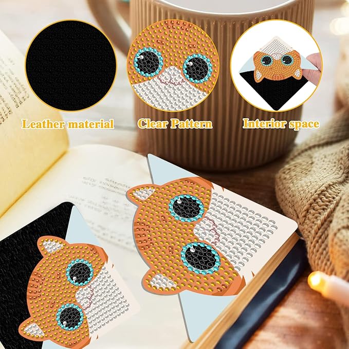 8 Pcs Diamond Painting Bookmark, DIY Corner Book Makers for Adults Book Lovers, Diamond Dot Art Beginners, Small Diamond Art Kits, Paint by Art Crafts Gift for Women Girls (Dog)