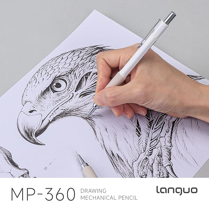 languo 0.5mm Mechanical Pencil Set with Case, 4PCS Drafting Mechanical Pencils Kit – 4 Tubes 2B Lead Refills, 3 Erasers, Ideal Pencil Set for Writing & Drawing