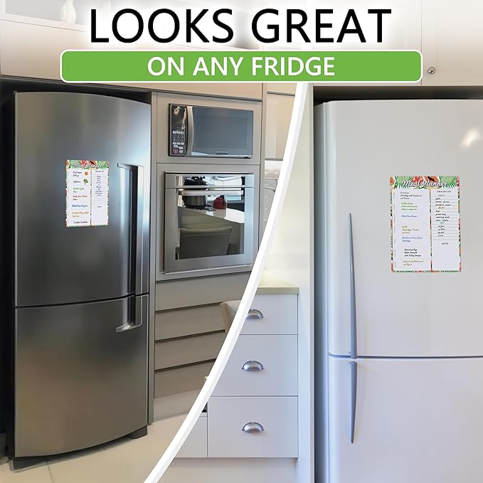 Magnetic Meal Planner for Refrigerator A4-8.5 x 12 Weekly Menu Magnet Fridge Menu Board for Kitchen Dry Erase Menu Board for Fridge Dinner Magnetic Menu Board with Dry Erase Grocery List for Fridge