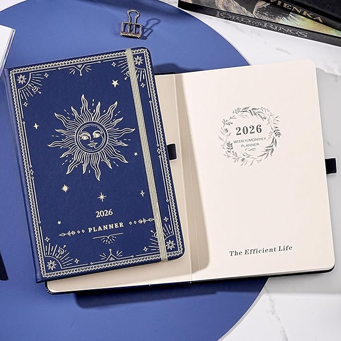 2026 Planner - Planner 2026, Jan. 2026 - Dec. 2026, 5.75" x 8.25", 2026 Weekly and Monthly Planner, Faux Leather planner 2026 with Back Pocket & 40 Notes Pages - Mystic Blue