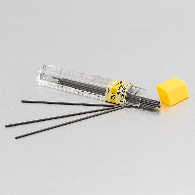 Pentel Super Hi-Polymer Lead Refill, (0.9mm) Thick, 2B, 180 Pieces of Lead, 12 Tubes of Lead (50-9-2B)