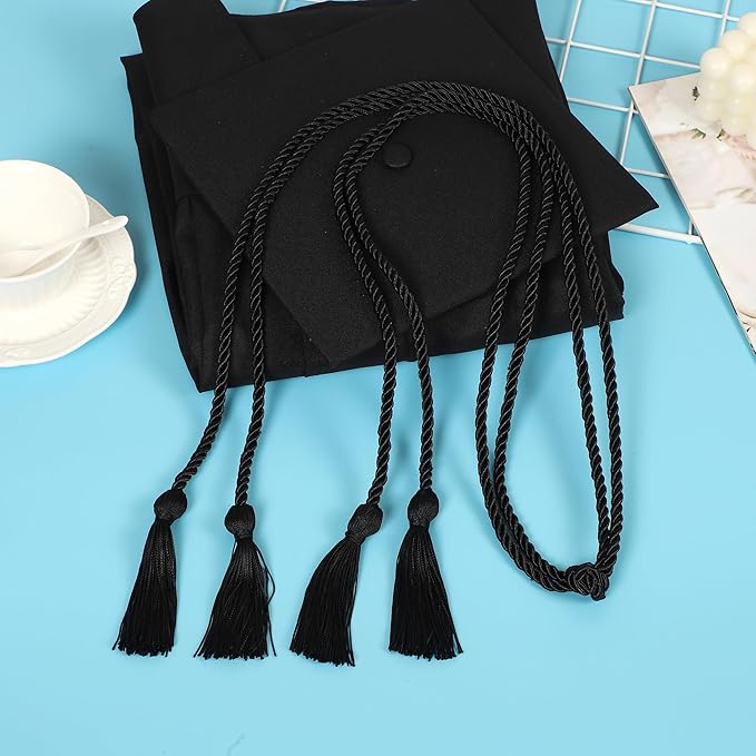 Graduation Double Honor Cords with Tassels Braided Academic Ropes for High School College Ceremony 68 Inch (Black)