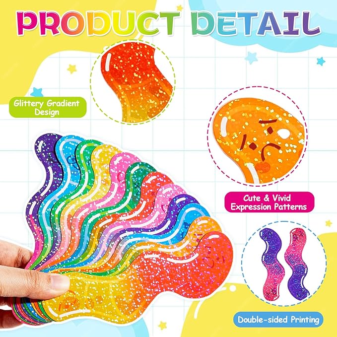 360 Pcs Worm Bookmarks Bulk for Kids Fun Holographic Glitter Gummy Worm Cute Bookmarks Funny Bookmark for Adults Student Teacher Reading Lovers Gift Bookish Party Favors