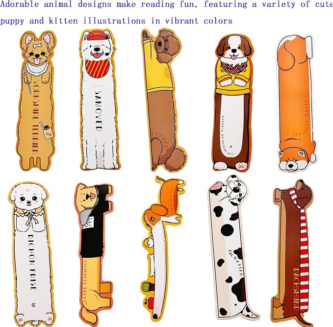 150PCS Colorful Dog Cat Blank Paper Bookmarks for Kids Bulk,Cute Puppy & Kitten Designs for Students and Book Lovers (Puppy & Kitten Designs)