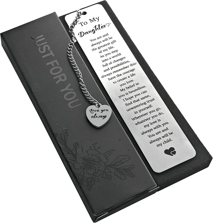 Stainless Steel Bookmark for Daughter, Kids & Teens from Dad or Mom- Inspirational Birthday, Christmas, Graduation or Back to School Gift for Daughter, Stepdaughter & Teen Girls
