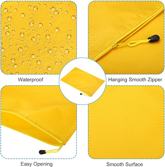 PATIKIL Waterproof Zipper File Bags, 3 Pack A4 Document Holders Pencil Pouch for Office, Yellow