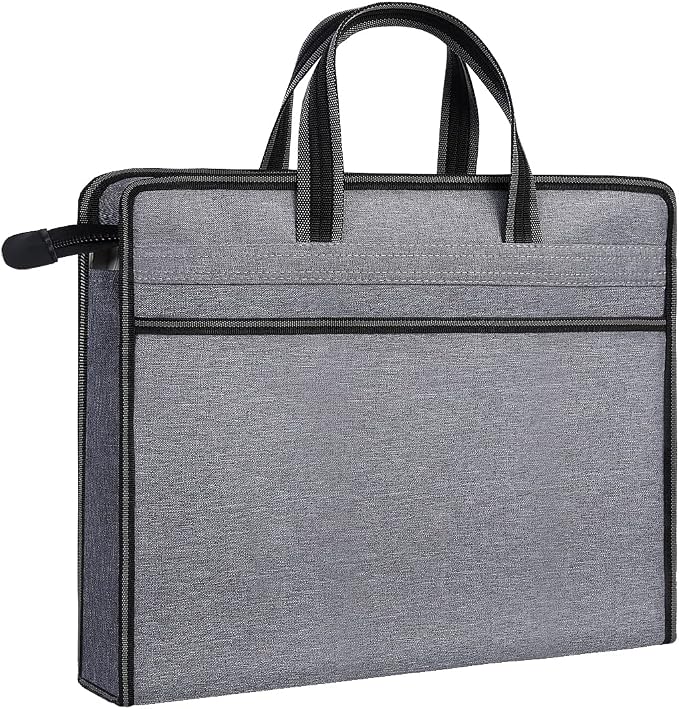 Oxford Zippered Document Bag with Handle File Tote Bag Pouch for Carrying Paper Files Books Filing Folder 1 Pack (H-Gray)