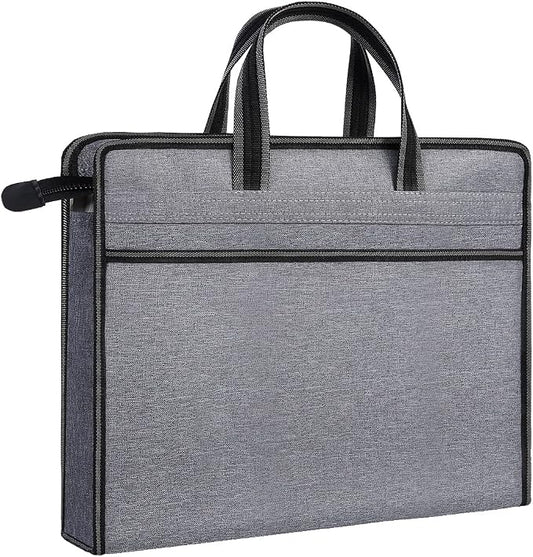 Oxford Zippered Document Bag with Handle File Tote Bag Pouch for Carrying Paper Files Books Filing Folder 1 Pack (H-Gray)