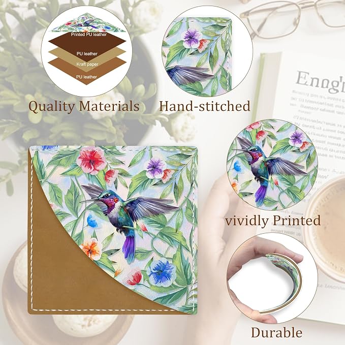 Icycay Cute Peacock Hummingbird Chicken Corner Bookmarks, Leather Book Accessories for Book Lovers, 3 Pcs Reading Book Page Markers for Women Men Student Teacher Kids Retirement Birthday Gift