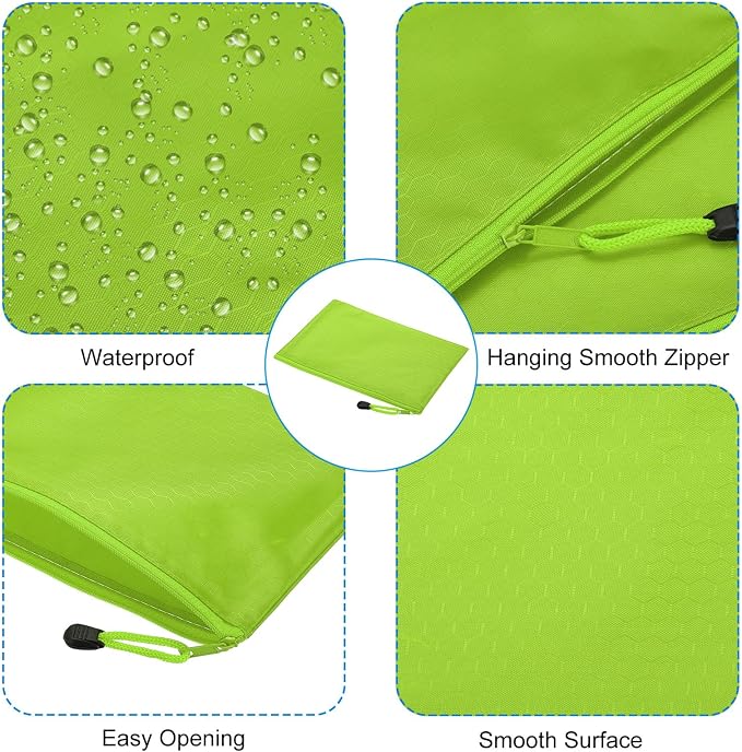 PATIKIL Waterproof Zipper File Bags, 3 Pack A5 Document Holders Pencil Pouch for Office, Green